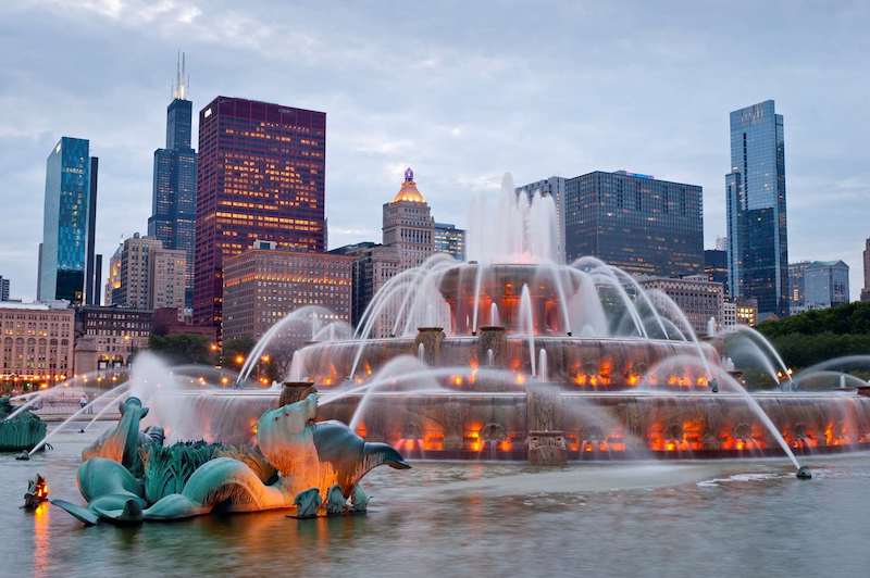 Buckingham Fountain no Grant Park em Chicago
