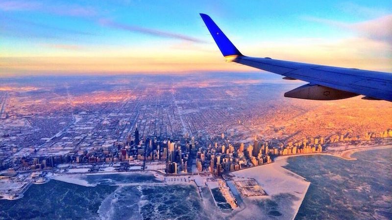 Paisagem do avião na cidade de Chicago