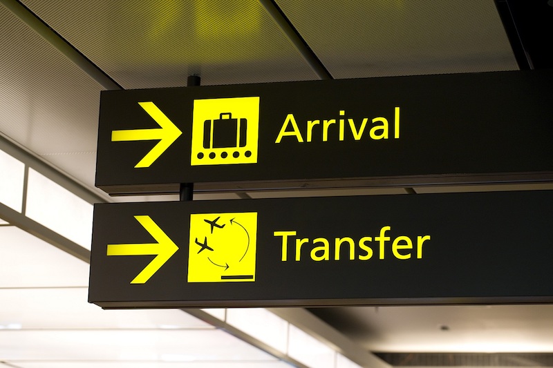 Placa de transfer no aeroporto