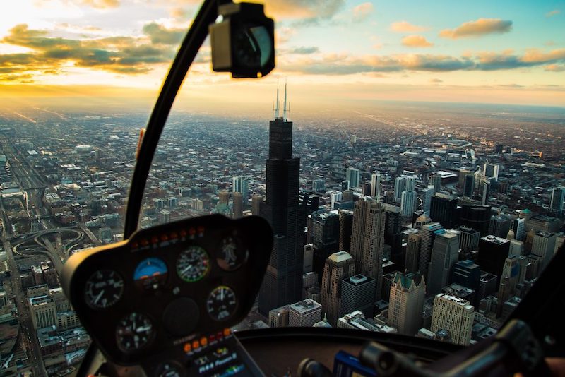 Cabine do helicóptero em Chicago