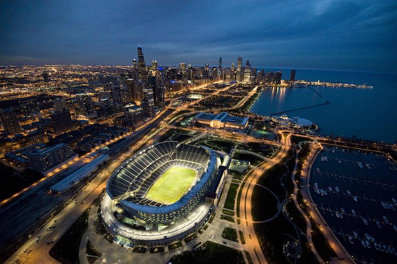 Vista aérea do helicóptero de Chicago