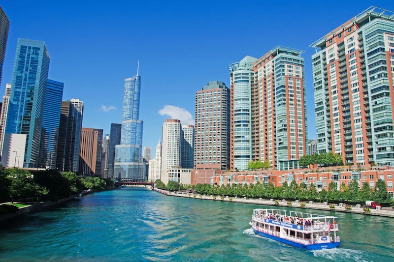 Vista do passeio de barco por Chicago