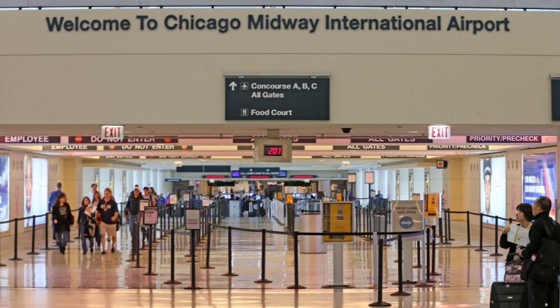 Entrada do Aeroporto Internacional Midway em Chicago